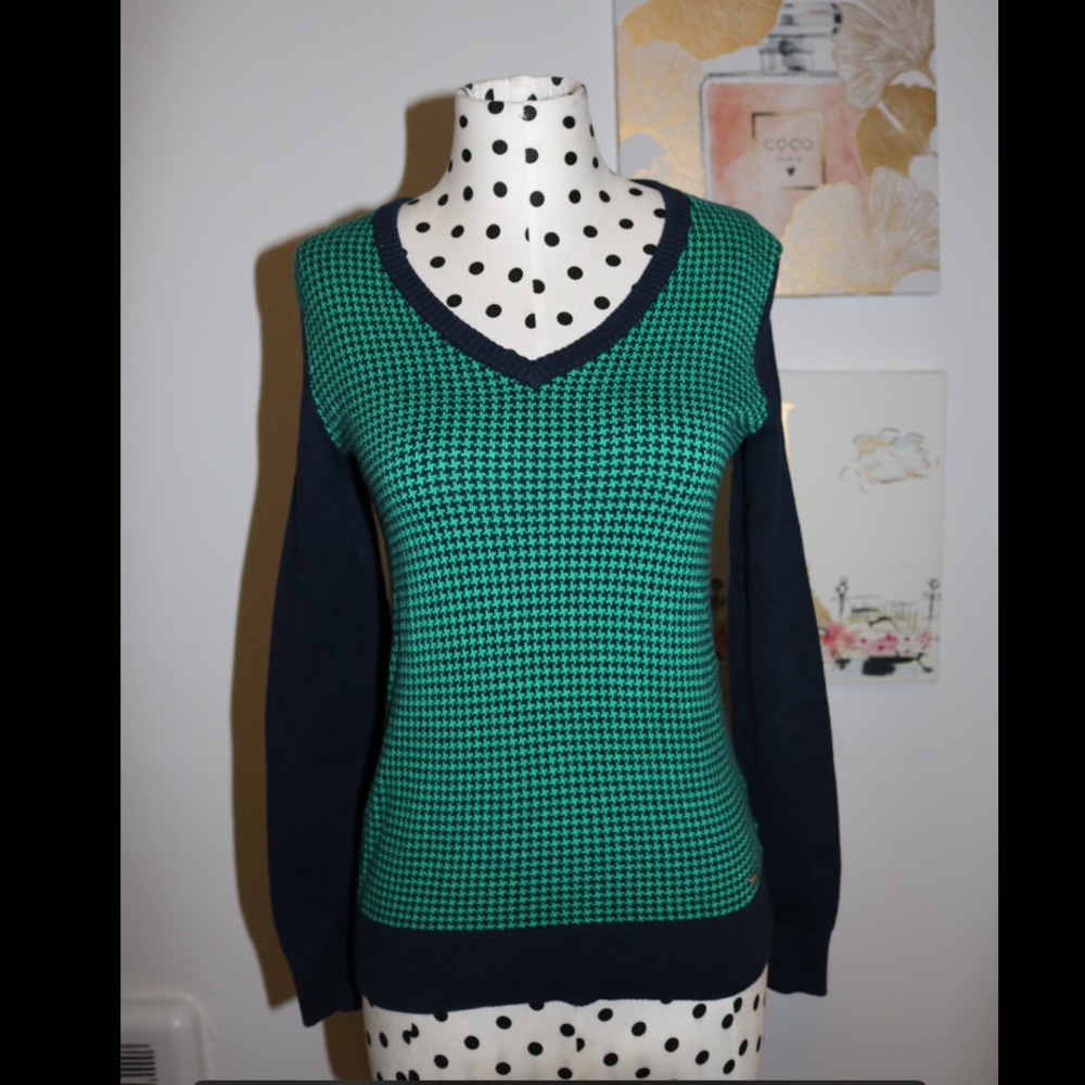 TOMMY HILFIGER Long Sleeve Houndstooth Pattern Top